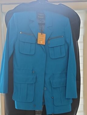 DUNDAS Teal Blue Utility Blazer Jacket